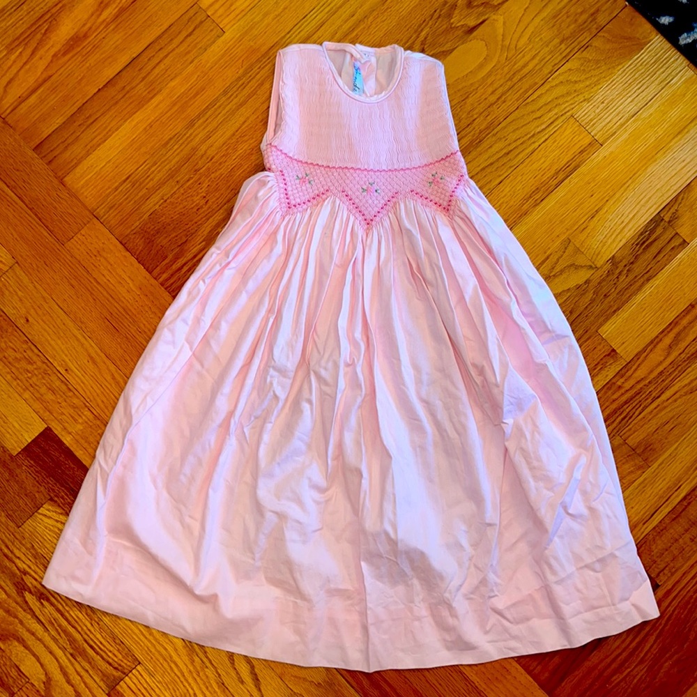 Smocked Easter Dress Pervenche cotton candy pink cotton sleeveless dress sz 7